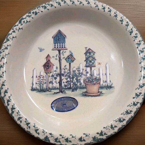VTG 2000 Marshall Pottery Texas Pie Plate Hand Turned Ceramic Rustic Farmhouse - Picture 2 of 7